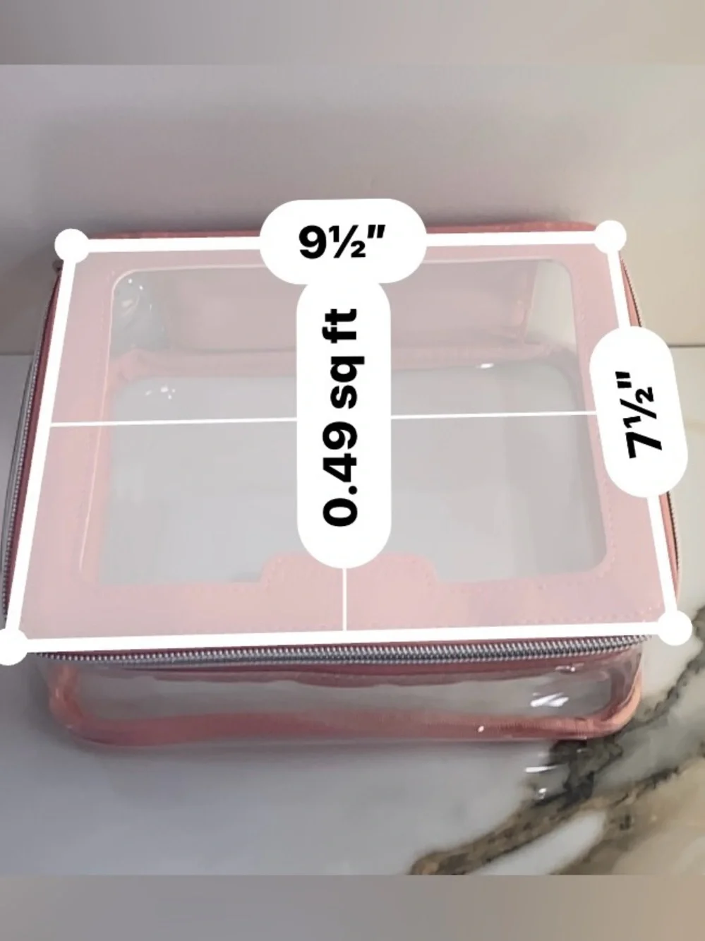 BEAUTYSPACE Clear Pink Travel Cosmetic Bag with Trim NWT